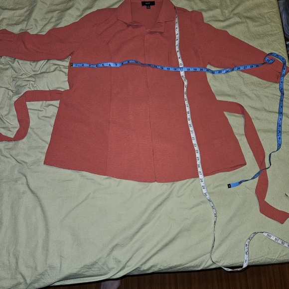 Naif Womens Rustic Red Orange Open Front Blouse with Relaxed Fit & Belt Large - Picture 10 of 15